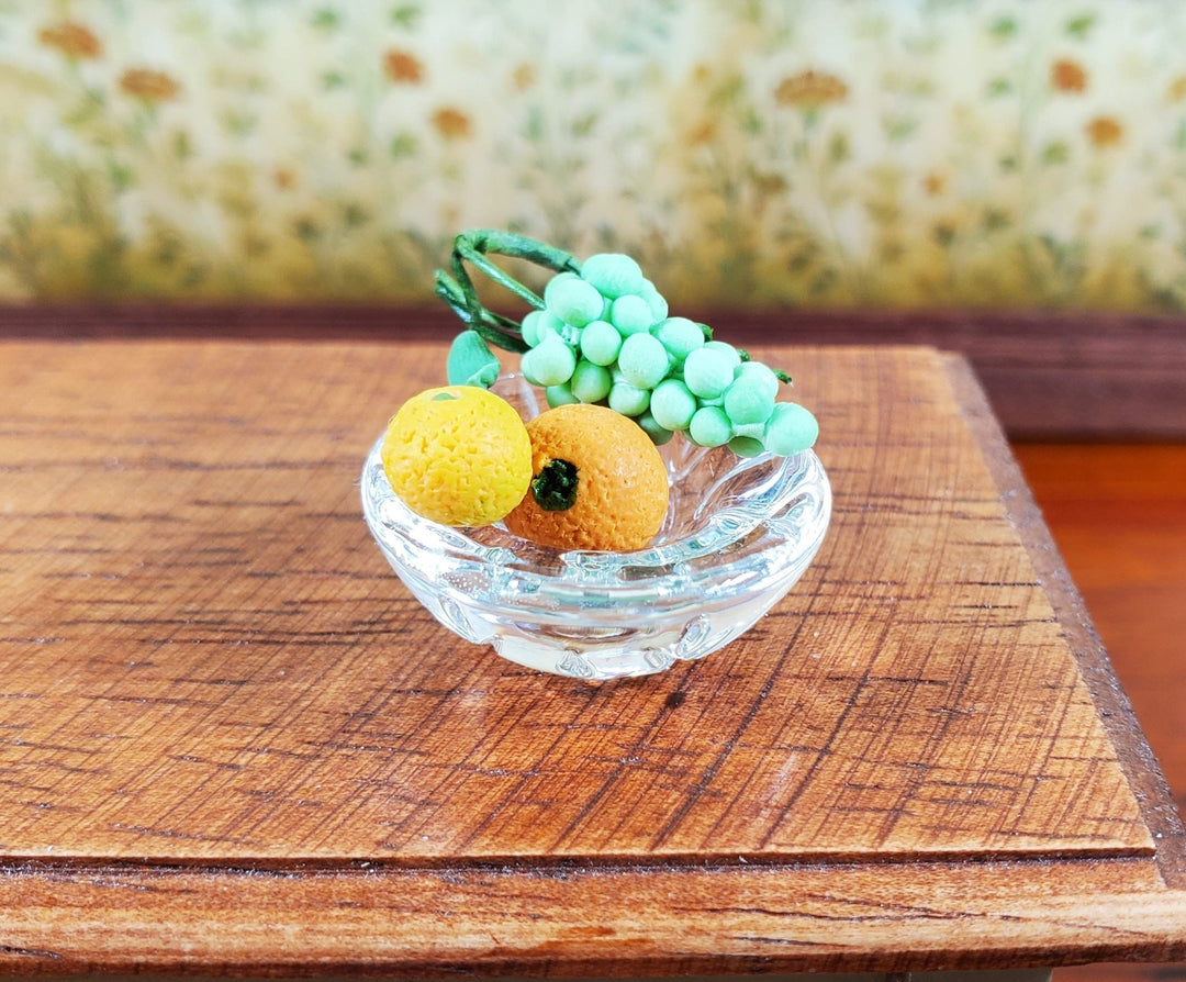 Dollhouse Decorative Cut Clear Glass Bowl 1:12 Scale Miniature - MiniatureCrush