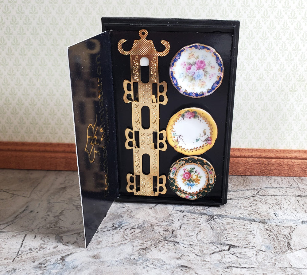 Dollhouse Decorative Porcelain Plate Set Assorted Colors 1:12 Scale by Ruetter - MiniatureCrush
