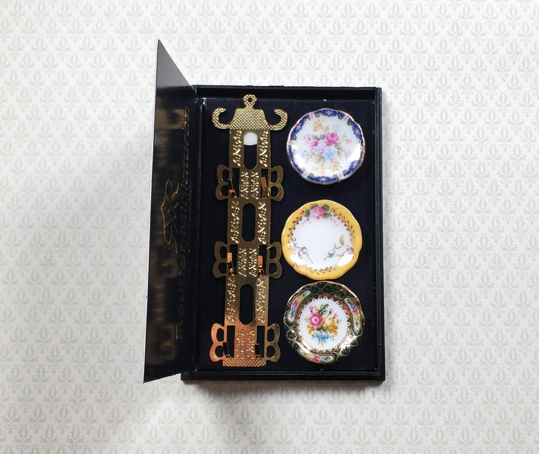 Dollhouse Decorative Porcelain Plate Set Assorted Colors 1:12 Scale by Ruetter - MiniatureCrush