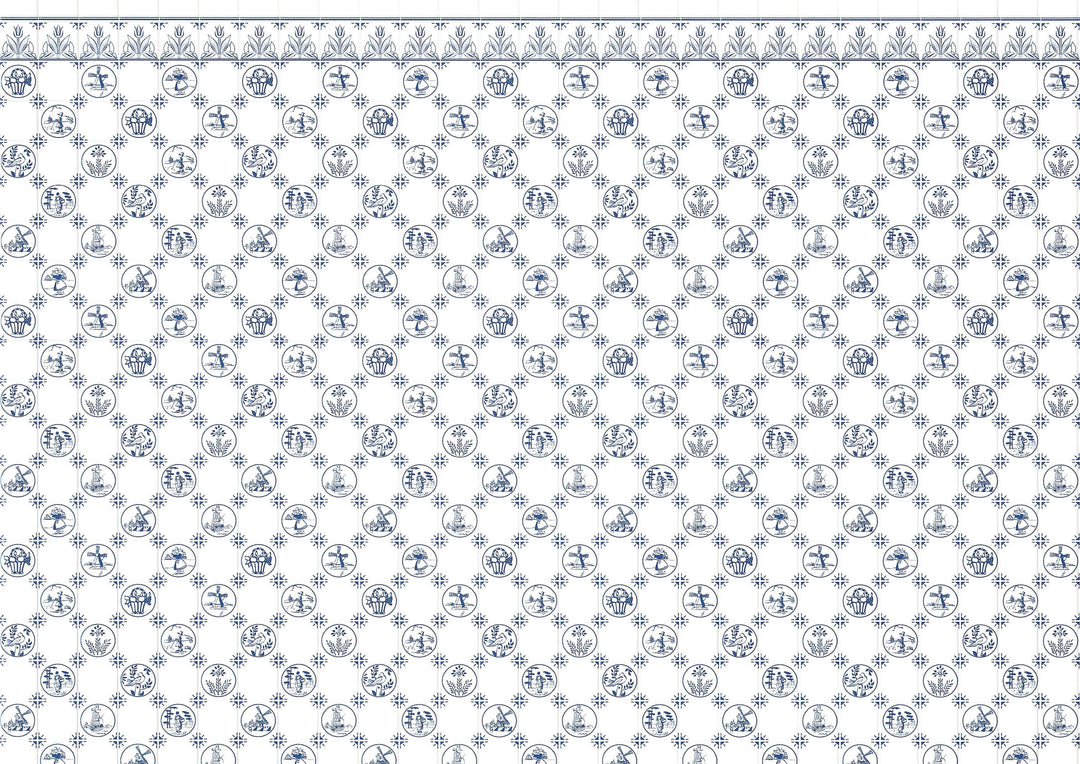 Dollhouse Delft Tile Dutch Wallpaper Blue Embossed Card 1:12 Scale Miniature - MiniatureCrush