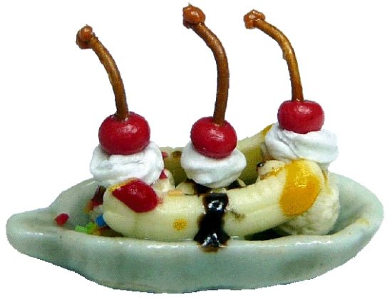 Dollhouse Deluxe Sundae Sliced Banana Cherries 1:12 Scale Miniature Food Dessert - MiniatureCrush