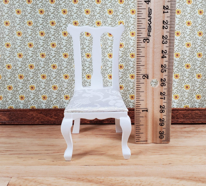 Dollhouse Dining Chair or Kitchen White Padded Seat 1:12 Scale Wood Furniture - Miniature Crush