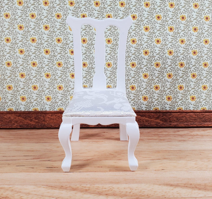 Dollhouse Dining Chair or Kitchen White Padded Seat 1:12 Scale Wood Furniture - Miniature Crush