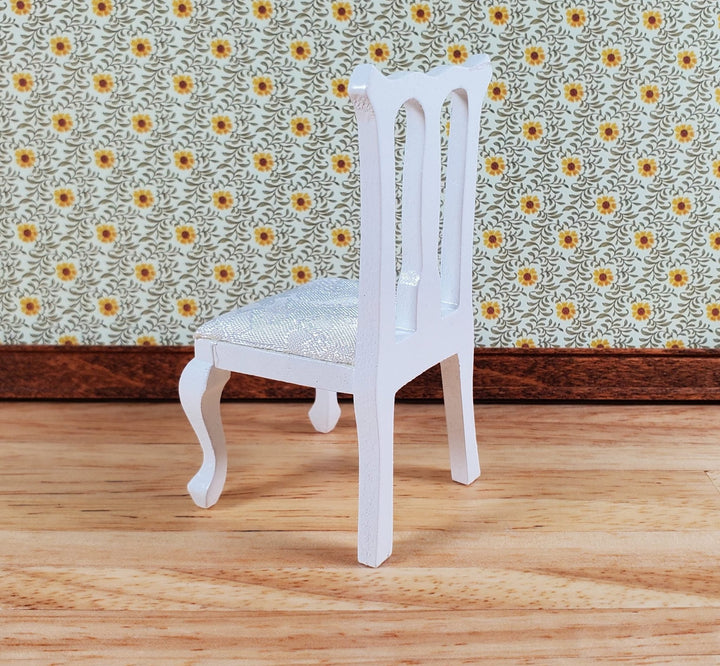 Dollhouse Dining Chair or Kitchen White Padded Seat 1:12 Scale Wood Furniture - Miniature Crush