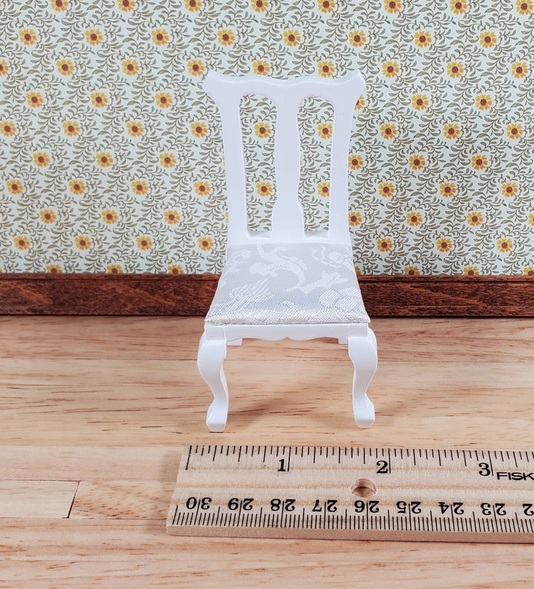 Dollhouse Dining Chair or Kitchen White Padded Seat 1:12 Scale Wood Furniture - Miniature Crush