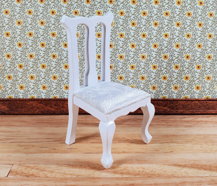 Dollhouse Dining Chair or Kitchen White Padded Seat 1:12 Scale Wood Furniture - Miniature Crush