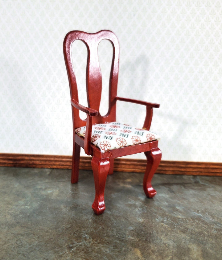 Dollhouse Dining Room Arm Chair Padded Seat 1:12 Furniture Dark Mahogany Finish - Miniature Crush