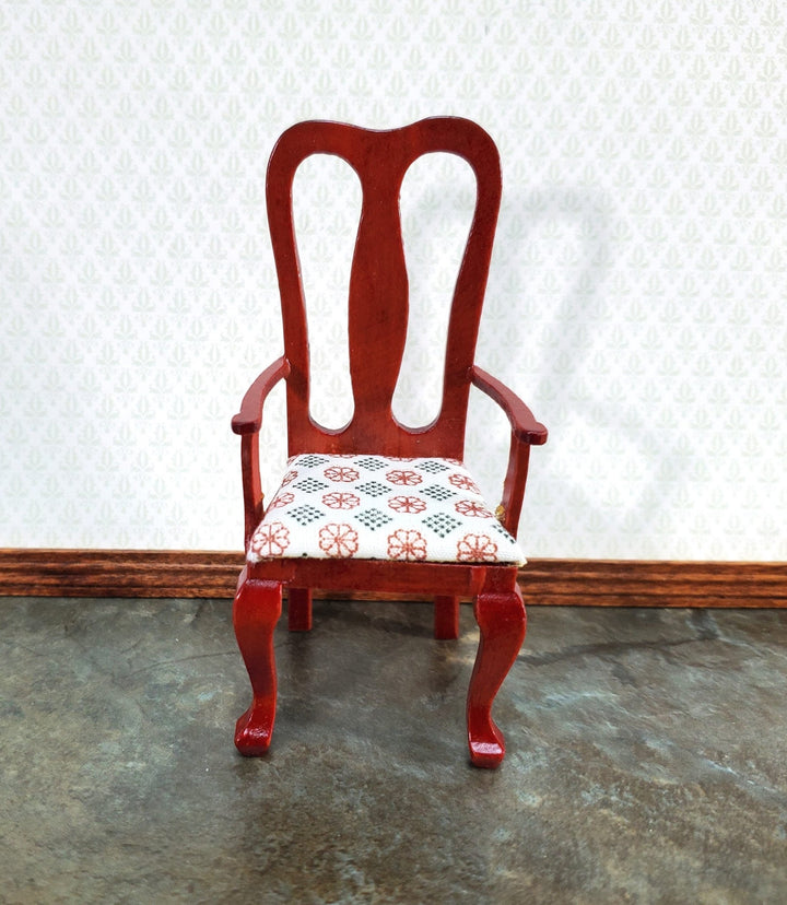 Dollhouse Dining Room Arm Chair Padded Seat 1:12 Furniture Dark Mahogany Finish - Miniature Crush