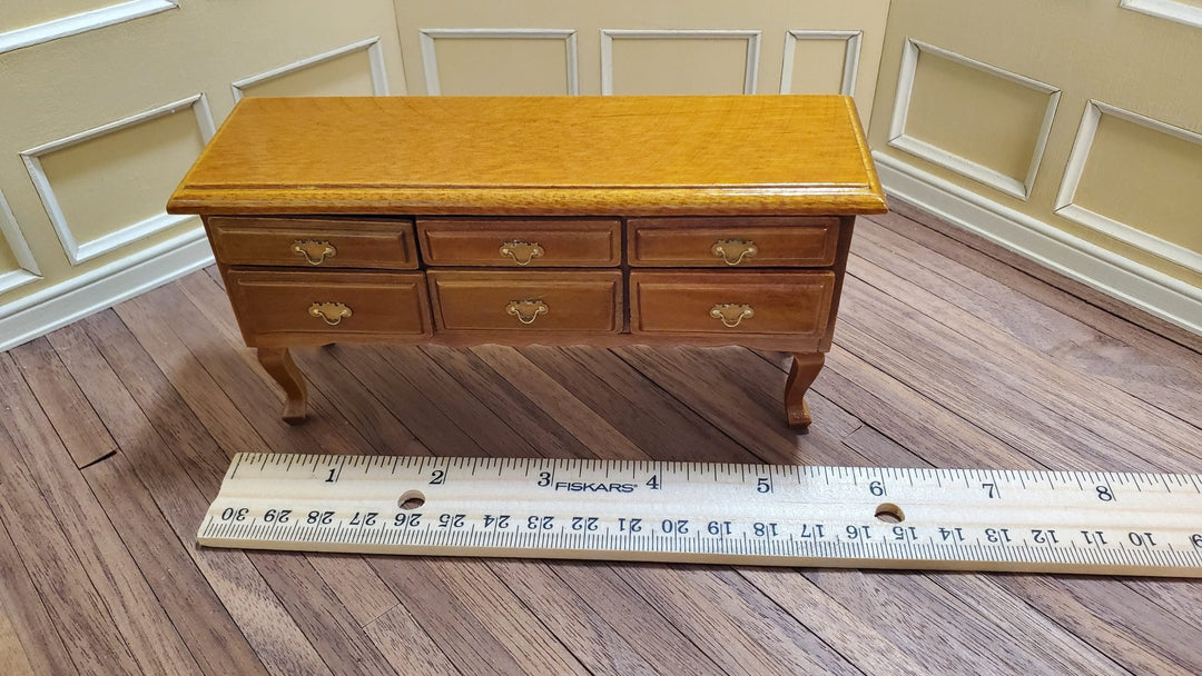 Dollhouse Dining Room Set Table Chairs Buffet in Walnut 1:12 Scale Miniature - Miniature Crush