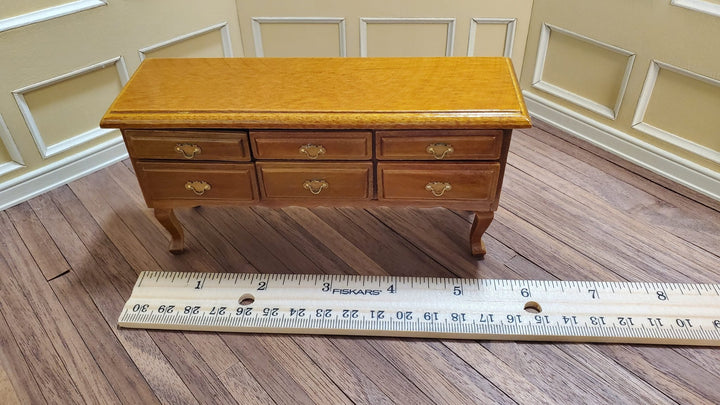 Dollhouse Dining Room Set Table Chairs Buffet in Walnut 1:12 Scale Miniature - Miniature Crush