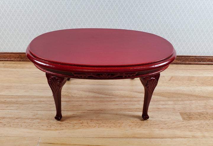 Dollhouse Dining Table Oval Wood Mahogany Finish 1:12 Scale Miniature Furniture - Miniature Crush