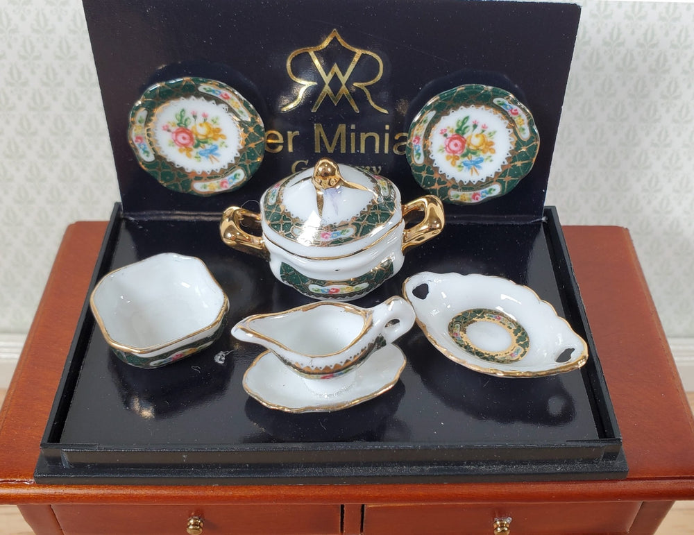 Dollhouse Dinner Set "Irish Gold" Reutter Porcelain 1:12 Scale Plates Dishes - Miniature Crush