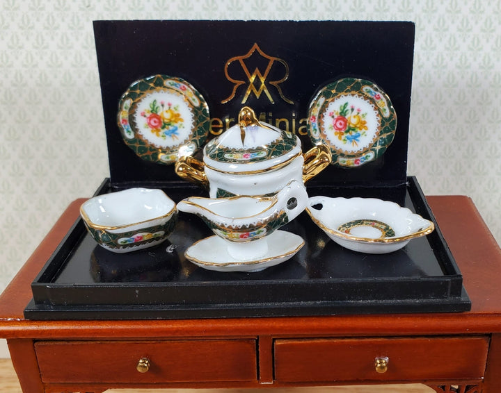 Dollhouse Dinner Set "Irish Gold" Reutter Porcelain 1:12 Scale Plates Dishes - Miniature Crush