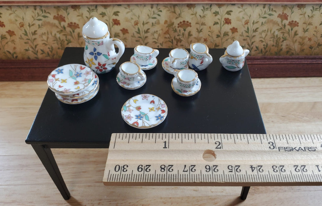 Dollhouse Dishes Plates Coffee Cup Spring Flowers Ceramic 1:12 Scale Miniature - MiniatureCrush