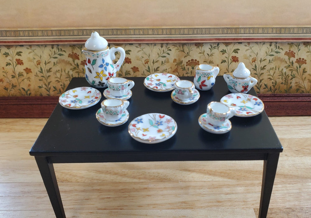 Dollhouse Dishes Plates Coffee Cup Spring Flowers Ceramic 1:12 Scale Miniature - MiniatureCrush