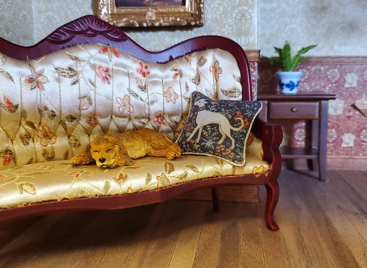 Dollhouse Dog English Cocker Spaniel Sleeping Brown 1:12 Scale Miniature Animal - MiniatureCrush