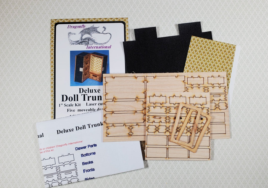 Dollhouse Doll Trunk Kit with Drawers DIY Miniature 1:12 Scale 1 3/4" Tall - Miniature Crush