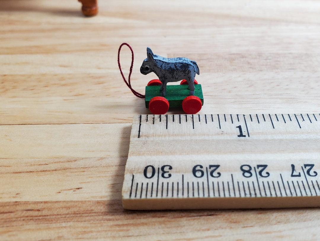 Dollhouse Donkey Pull Toy Wood 1:12 Scale Miniature Nursery Decor Handmade - Miniature Crush