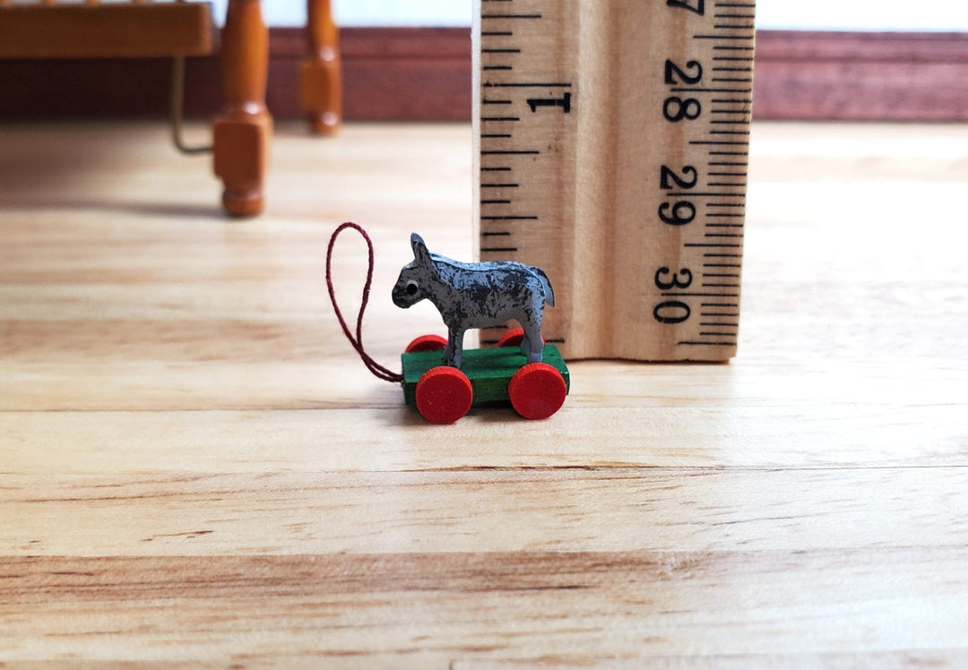 Dollhouse Donkey Pull Toy Wood 1:12 Scale Miniature Nursery Decor Handmade - Miniature Crush