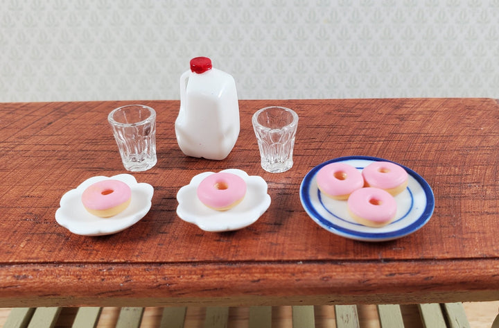 Dollhouse Donuts x5 with Pink Frosting 1:12 Scale Miniature Food Dessert Bakery - Miniature Crush