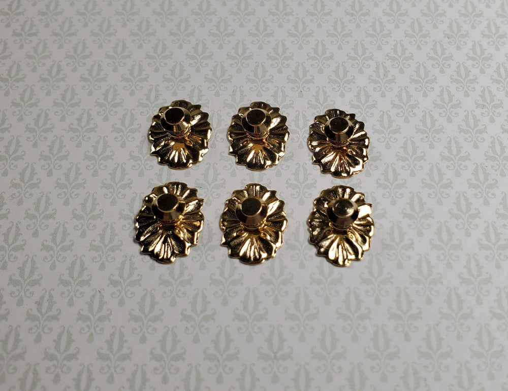 Dollhouse Doorknobs Handles Fancy Gold Brass 6 pcs 1:12 Scale Miniatures - MiniatureCrush
