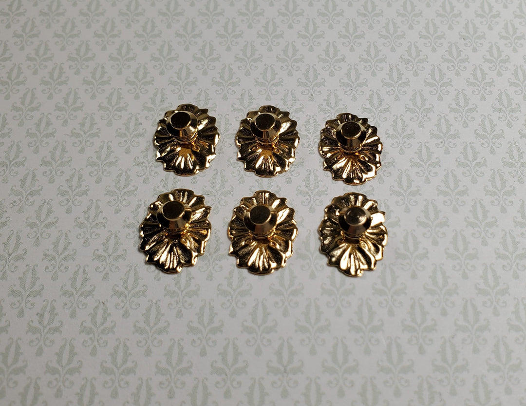 Dollhouse Doorknobs Handles Fancy Gold Brass 6 pcs 1:12 Scale Miniatures - MiniatureCrush