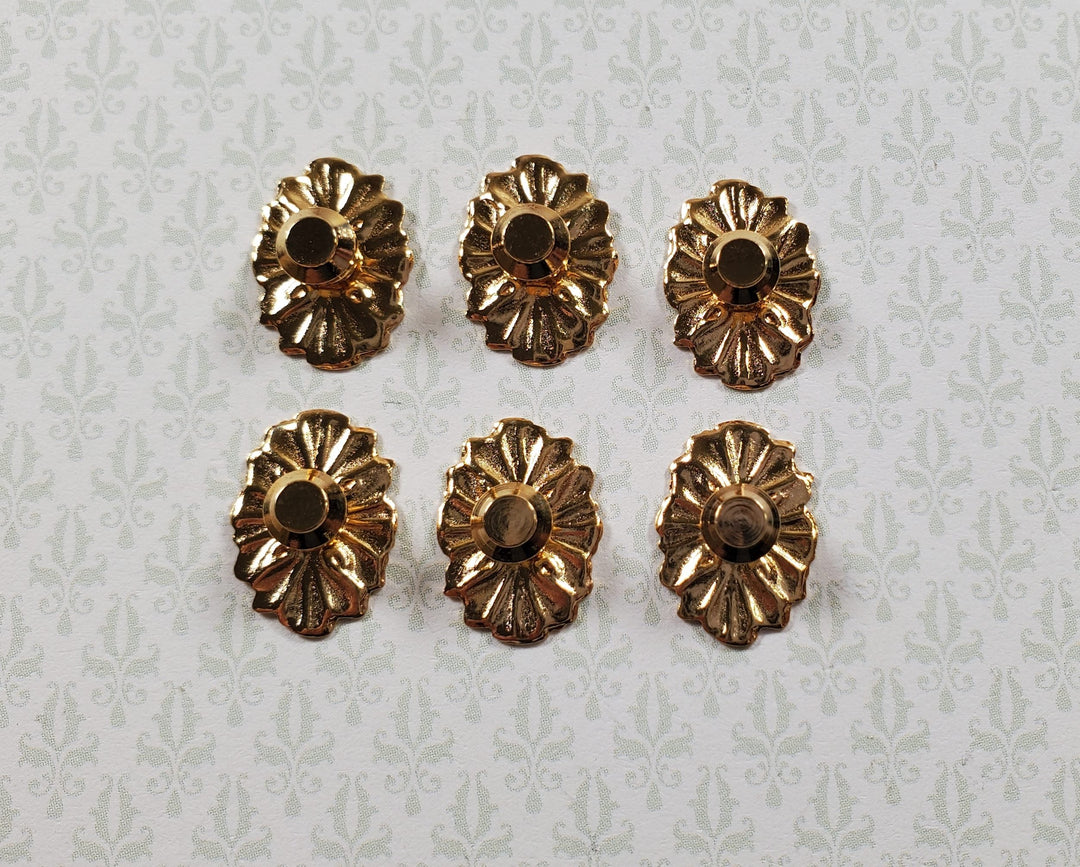 Dollhouse Doorknobs Handles Fancy Gold Brass 6 pcs 1:12 Scale Miniatures - MiniatureCrush