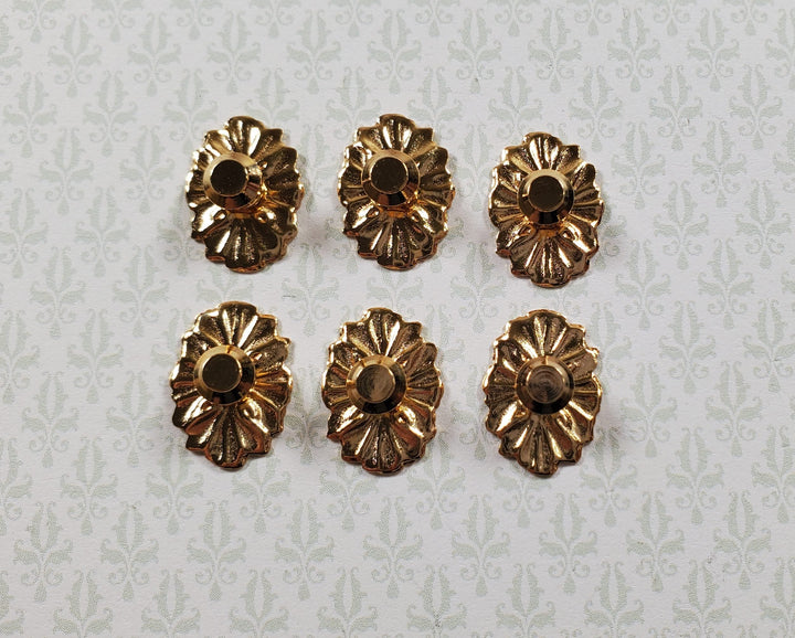 Dollhouse Doorknobs Handles Fancy Gold Brass 6 pcs 1:12 Scale Miniatures - MiniatureCrush
