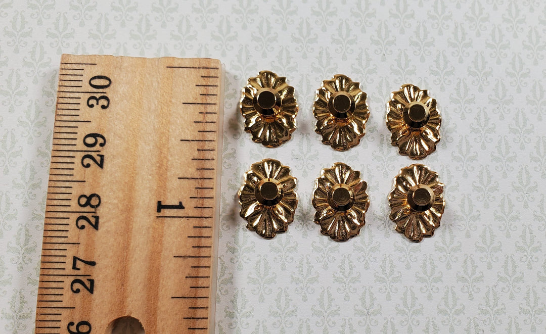 Dollhouse Doorknobs Handles Fancy Gold Brass 6 pcs 1:12 Scale Miniatures - MiniatureCrush