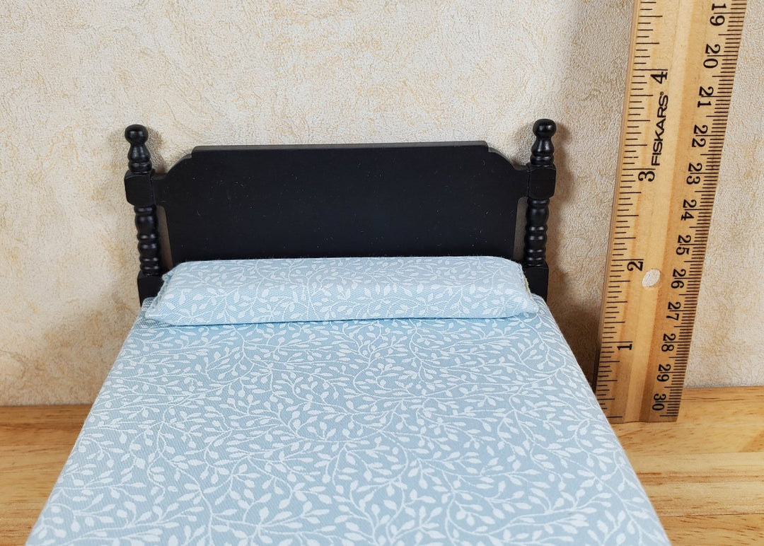 Dollhouse Double Bed Black 1:12 Scale Miniature Wood Furniture - MiniatureCrush