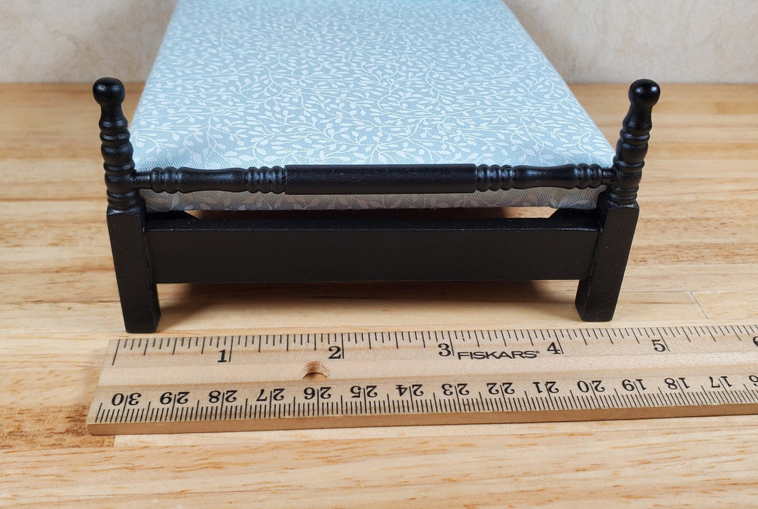 Dollhouse Double Bed Black 1:12 Scale Miniature Wood Furniture - MiniatureCrush