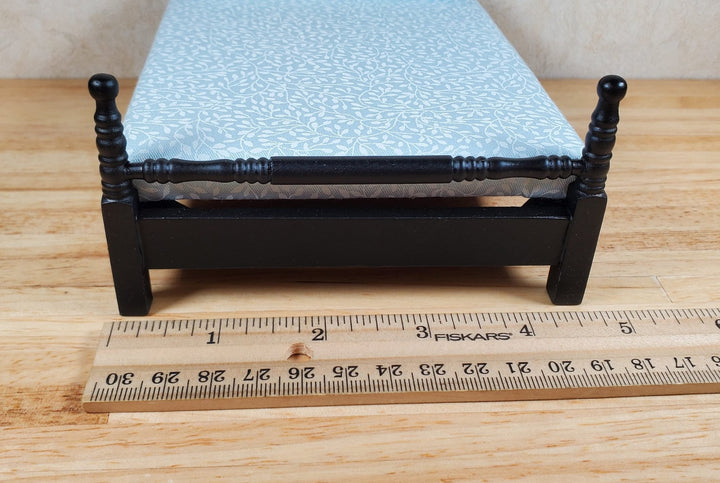 Dollhouse Double Bed Black 1:12 Scale Miniature Wood Furniture - MiniatureCrush