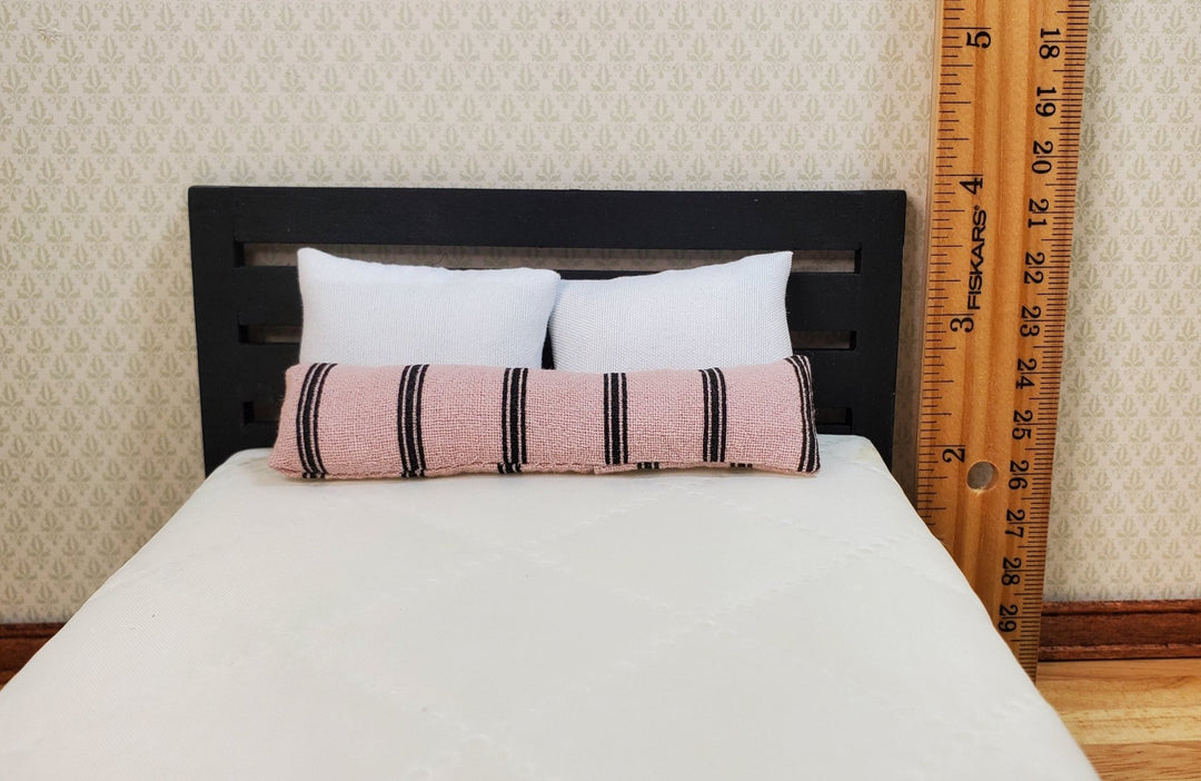 Dollhouse Double Bed Black Modern Style 1:12 Scale Miniature Wood Furniture - MiniatureCrush