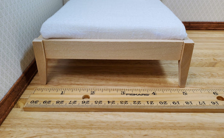 Dollhouse Double Bed Modern Style 1:12 Scale Miniature Wood Unpainted Furniture - MiniatureCrush