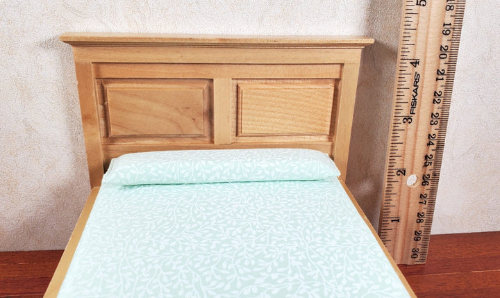 Dollhouse Double Bed Wood Light Oak Finish 1:12 Scale Bedroom Furniture - MiniatureCrush