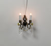 Dollhouse Double Candle Sconce with Crystals Bronze 12 volt w/ Plug 1:12 Scale