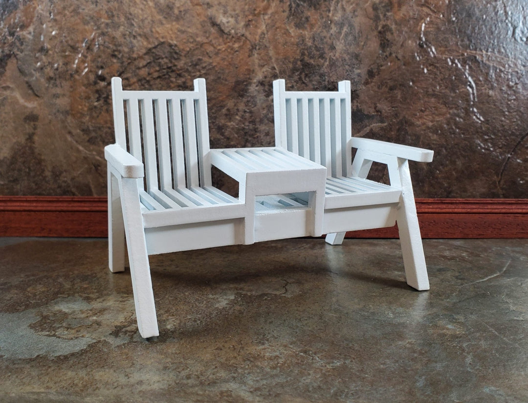 Dollhouse Double Porch Chair White Wood 1:12 Scale Miniature Furniture - Miniature Crush