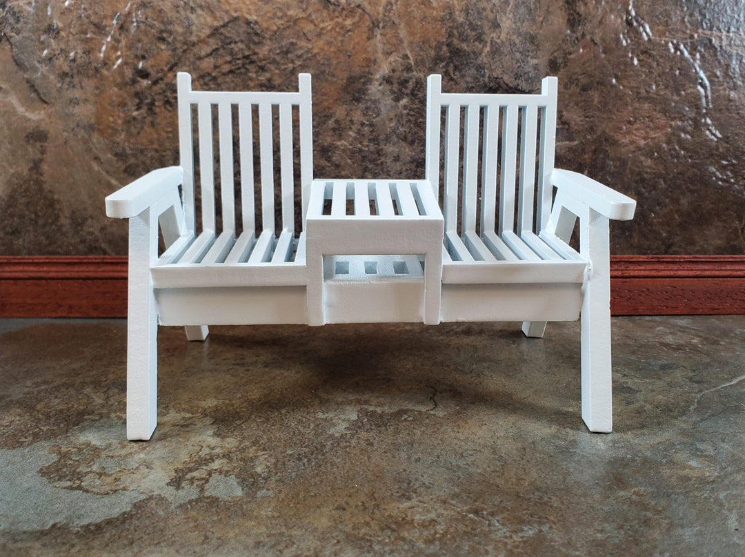 Dollhouse Double Porch Chair White Wood 1:12 Scale Miniature Furniture - Miniature Crush