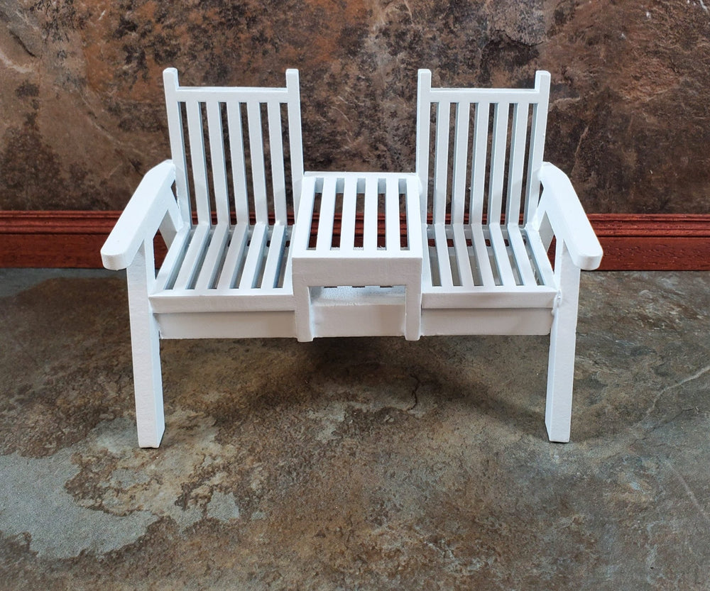 Dollhouse Double Porch Chair White Wood 1:12 Scale Miniature Furniture - Miniature Crush