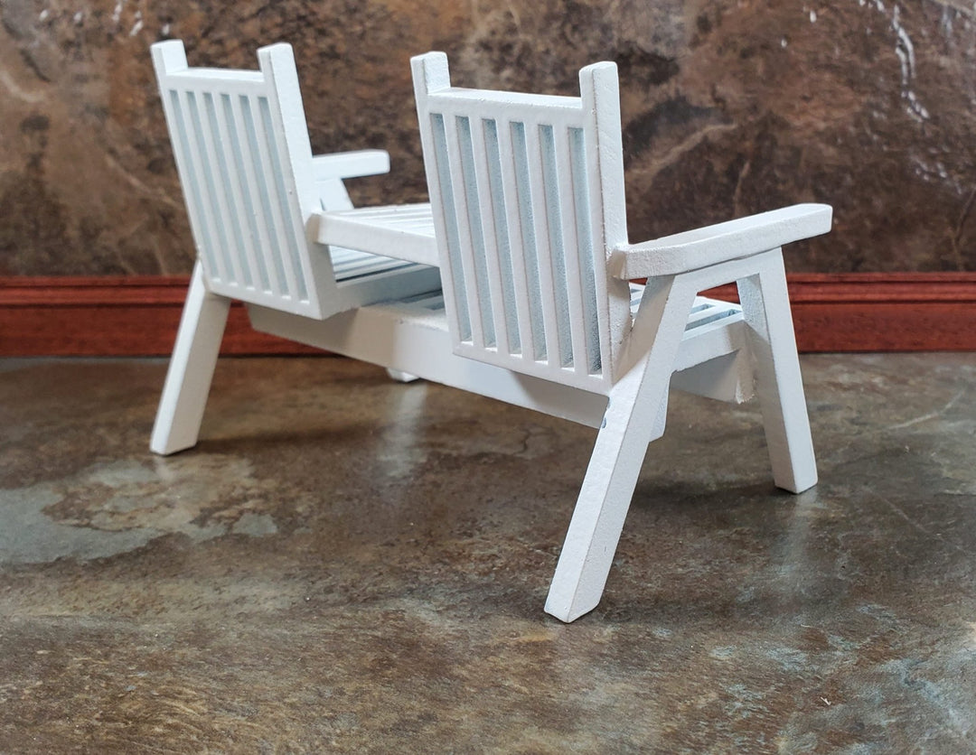 Dollhouse Double Porch Chair White Wood 1:12 Scale Miniature Furniture - Miniature Crush