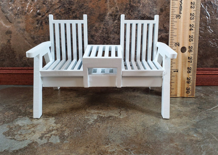 Dollhouse Double Porch Chair White Wood 1:12 Scale Miniature Furniture - Miniature Crush