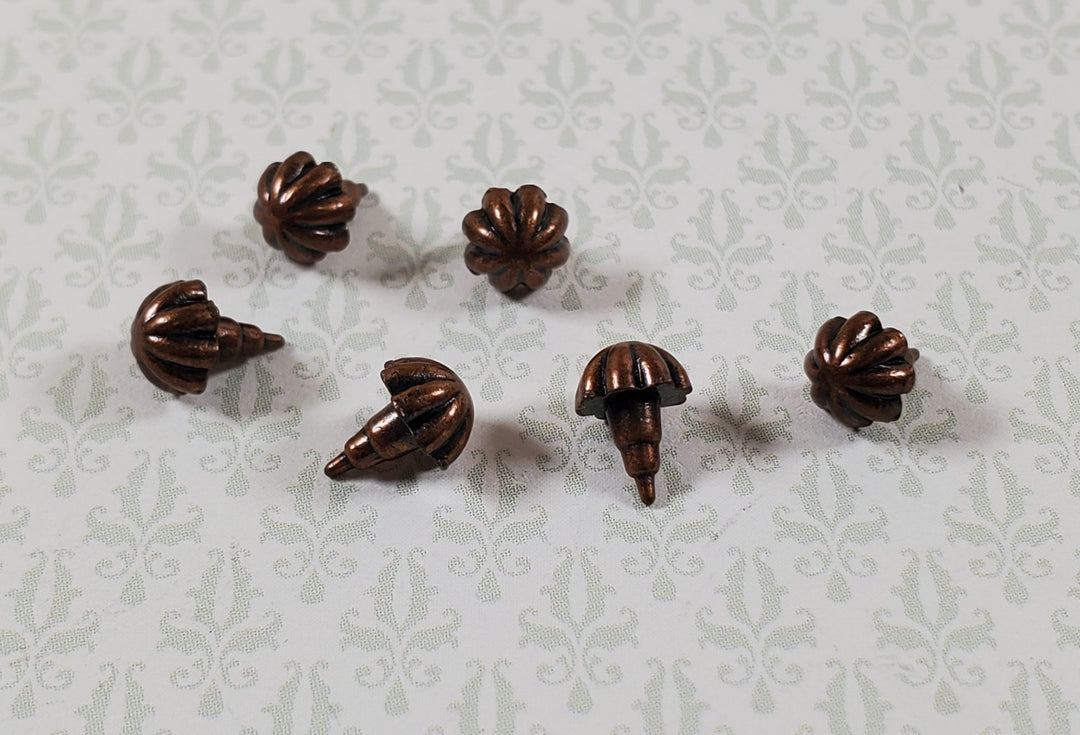 Dollhouse Drawer Pulls Round Antique Bronze Metal 6 Pieces 1:12 Scale Miniature - Miniature Crush