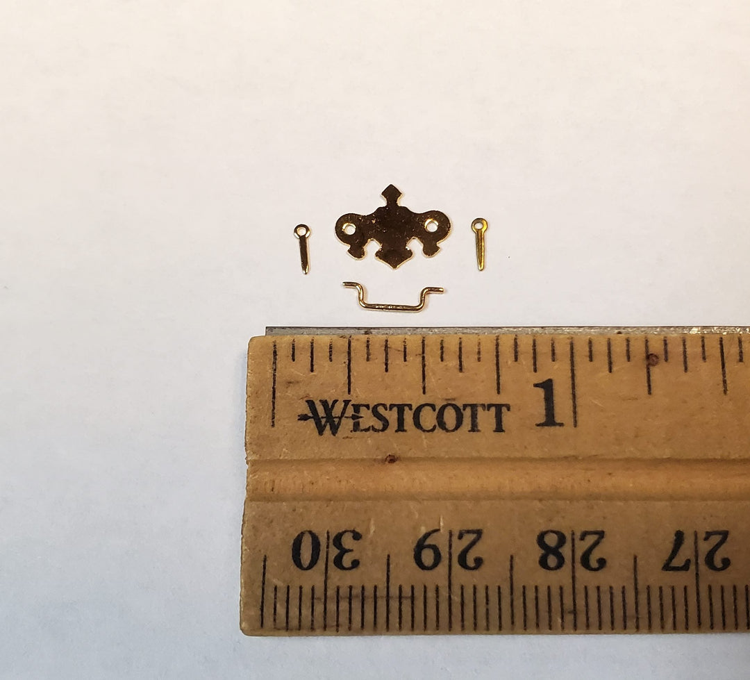Dollhouse Drawer Pulls x10 Gold Plated Brass 1:12 Scale Chippendale Style - MiniatureCrush