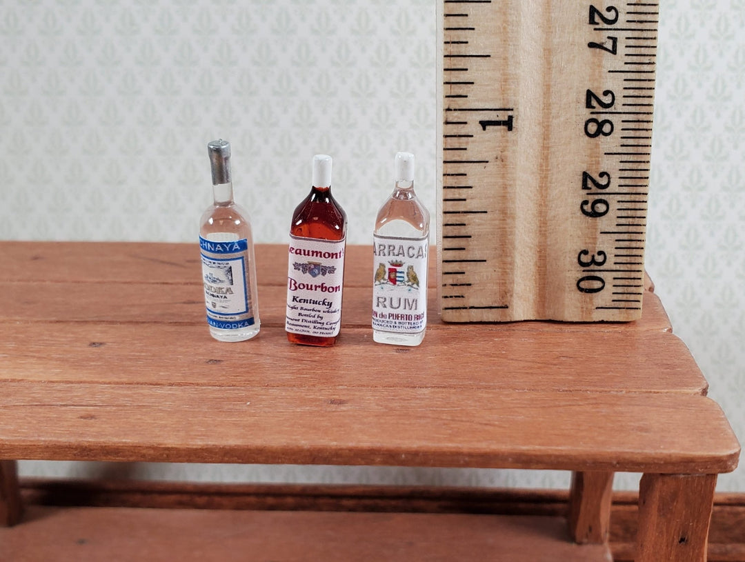 Dollhouse Drinks Rum Vodka Bourbon Bottles Tiny 1:12 Scale Drinks Booze - Miniature Crush