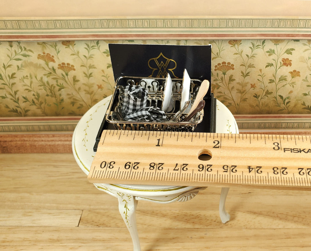 Dollhouse Drying Rack with Blue Onion Plates Reutter Miniatures 1:12 Scale - MiniatureCrush