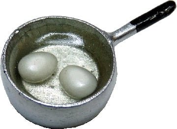 Dollhouse Eggs Boiling in a Silver Pan 1:12 Scale Miniature Food - MiniatureCrush