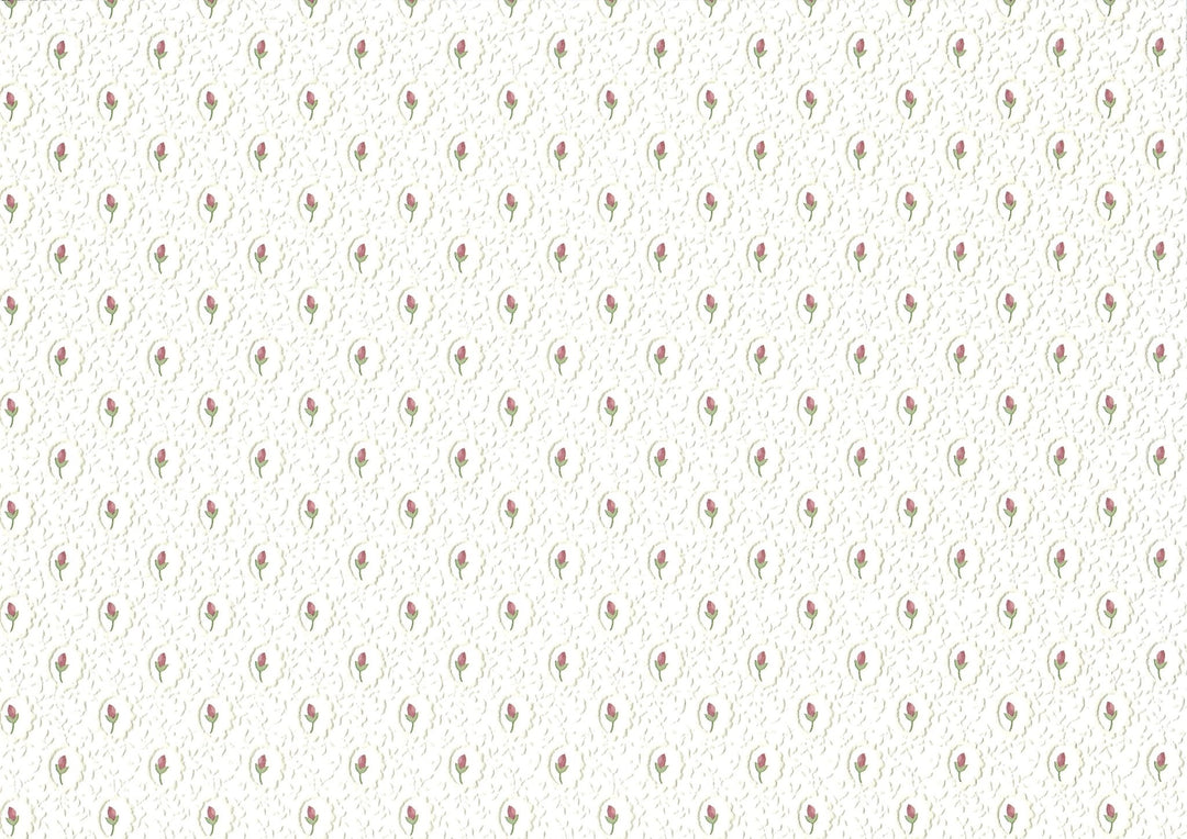 Dollhouse Embossed Wallpaper x3 Sheets Cameo Tulip White 1:12 Scale - MiniatureCrush