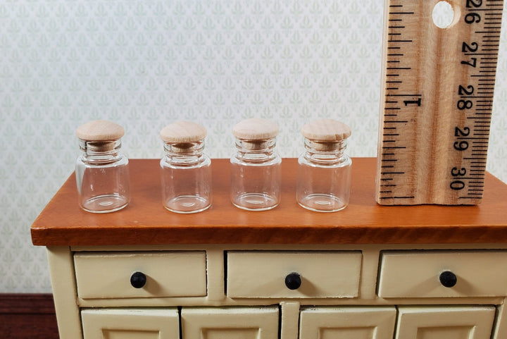 Dollhouse Empty Glass Jars with Wood Caps x4 Large 1:12 Scale Miniatures - Miniature Crush