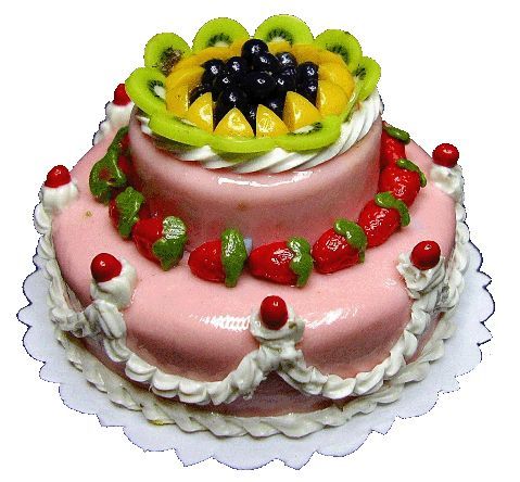 Dollhouse Extra Large 2 Tier Cake with Fruit Topping Miniature Food Prop - MiniatureCrush