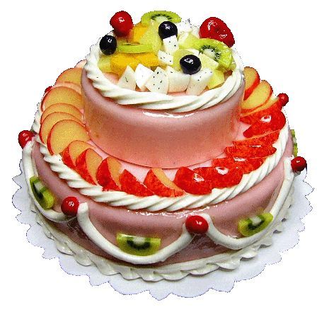 Dollhouse Extra Large 2 Tier Cake with Fruit Topping Miniature Food Prop - MiniatureCrush